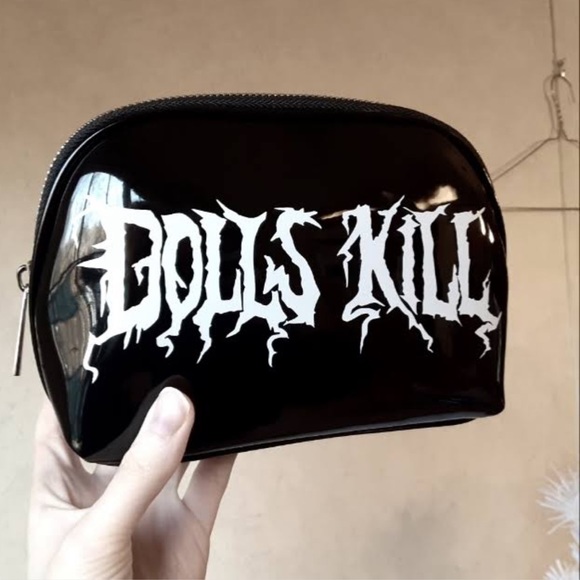 NWT Black Dolls Kill Logo Plastic Cosmetic Makeup Bag - Picture 2 of 2